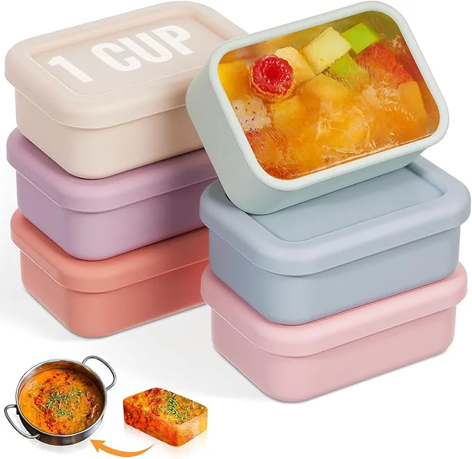 Exceptional 6 Packs 1 Cup Silicone Soup zer Molds with Lid Silicone Soup zer Trays Rectangle Reusable Food Preserving Tray zing Sauces Stews Multiple Color About ThisOverview Convenient