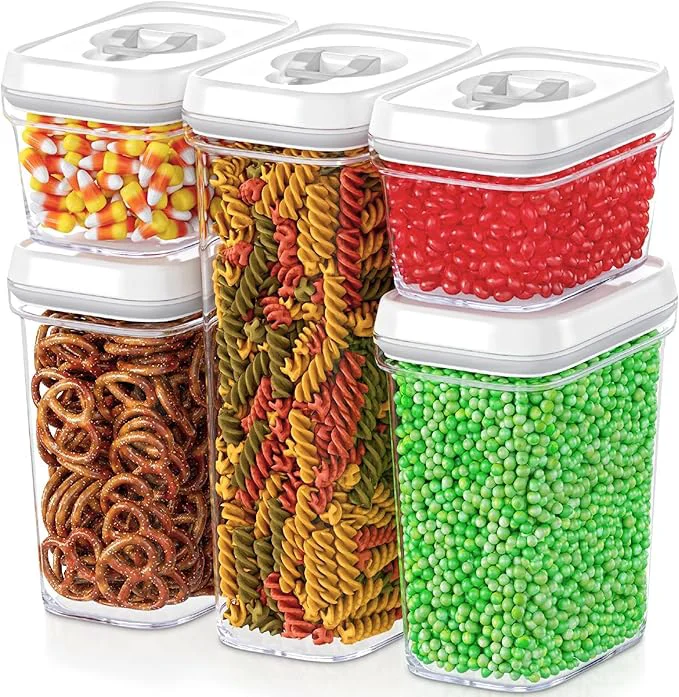 Durable DWËLLZA KITCHEN Airtight Food Storage Containers with Lids - 5 Piece Set - Kitchen Accessories - Pantry Organization and Storage Containers for Food - Clear BPA- - Keeps Food Fresh DryAbout ThisOverview Original