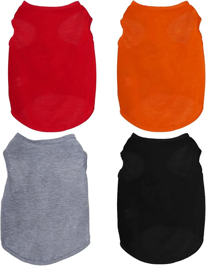 Superior 4 Pcs Cat Shirts Solid Color Dog Clothes Summer Sleeveless Pet T Shirts Authentic
