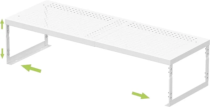 Fine Crafted Adjustable Stackable Metal Storage Shelf Organizer - Expandable Wire Rack with Perforations for Kitchen Pantry Bathroom Cabinet Office-Compact Durable Sturdy 1PACK Large White About ThisOverview Outstanding