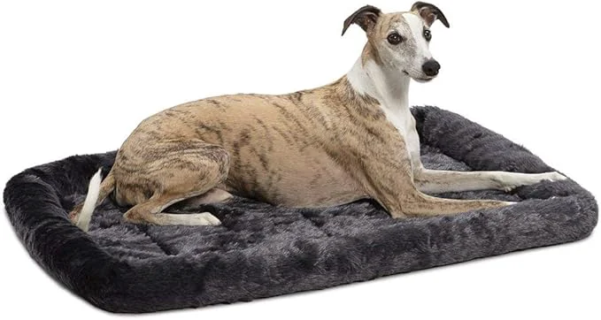 User-Friendly MidWest Homes for Pets QuietTime Dog Bed – Gray Faux Fur Bolster Ultra-Soft Luxury