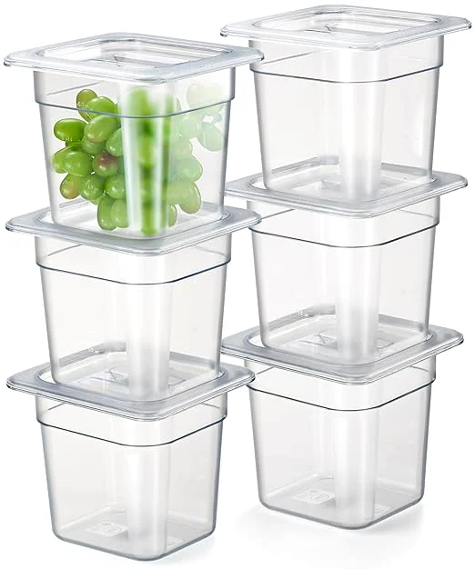 Easy-to-Use CURTA 6-Pack 1 6 Size 6 Deep NSF Polycarbonate Food Pans with Handled Lids Drain Trays Dishwasher zer Safe Clear Container for Prep Tables Buffet Salad Bar Commercial Home KitchenAbout ThisOverview High-Quality