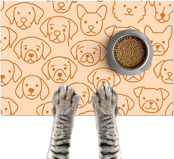 Functional Pet Feeding Mat with Colorful Polka Dot Pattern Design 24 x 16 Dachshund First-Class