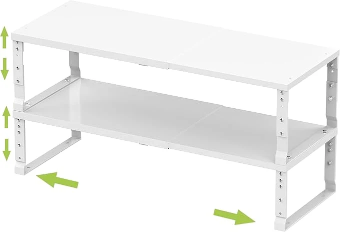 High-Grade Expandable Stackable Spice Rack Organizer for Kitchen Cabinet Adjustable Counter Shelf countertop Pantry Cupboard Bathroom Bedroom 2Packs White Large About ThisOverview Professional