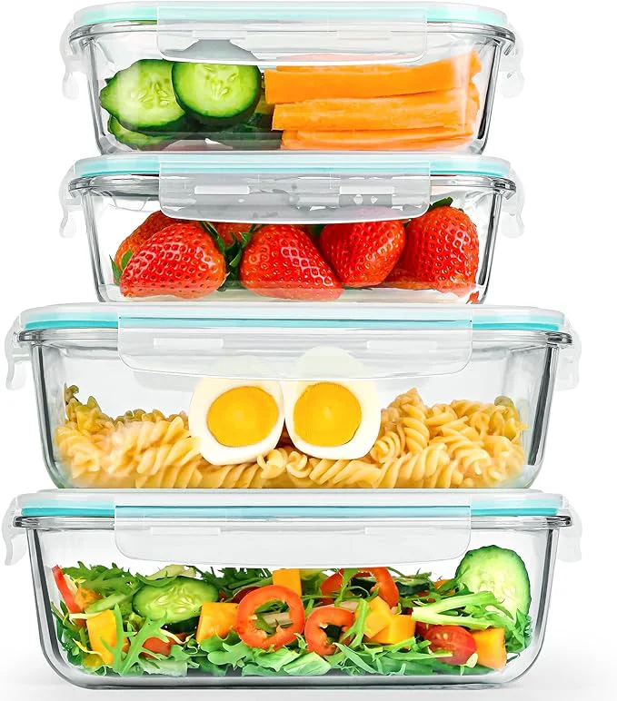 Outstanding 4 Pack 78 oz 36 oz Large Glass Food Storage Containers with Lids Glass Meal Prep Containers Set with Airtight Lids - BPA I for Food Storing Serving Microwave Oven SafeAbout ThisOverview Casual