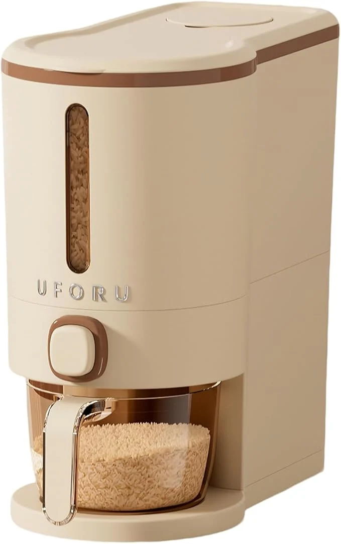 Sustainable Rice Dispenser Rice Storage Container with Measuring Cup for Kitchen Pantry Household Ce Dry Food Storage Containers Airtight Sealed Moisture Proof Brown 22 Lbs About ThisOverview Fine