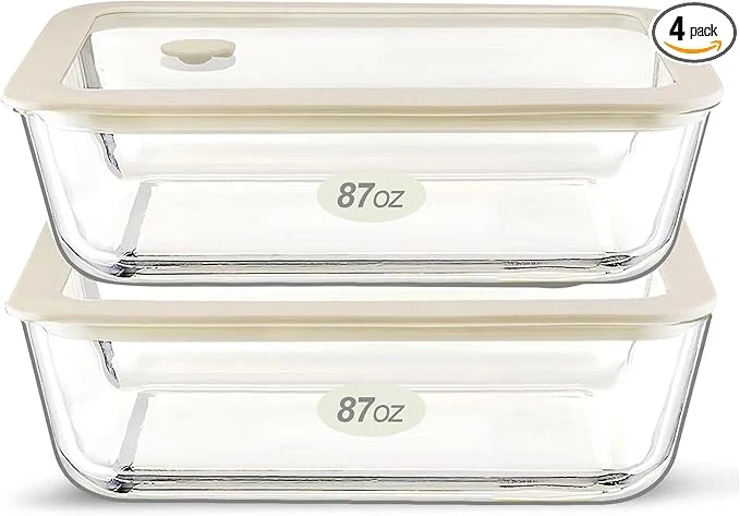 Specialty Urban Green Glass Food Container Set with Glass Lid Large Meal Prep C Soft