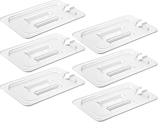 Easy-to-Use CURTA 6 Pack NSF Notched Food Pan Cover 1 4 Size Clear Polycarbonate Lid with Handle for Commercial Food Pan Dishwasher zer Safe Plastic ClearOverview Specialty