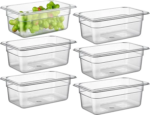 Solid CURTA 6-Pack 1 4 Size 4 Deep NSF Polycarbonate Food Pans Dishwasher zer Safe Clear Container for Prep Tables Buffet Salad Bar Commercial Home KitchenAbout ThisOverview Proven