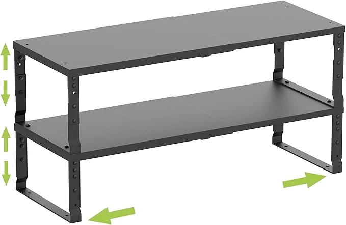 Safe Expandable Stackable Spice Rack Organizer for Kitchen Cabinet Adjustable Counter Shelf countertop Pantry Cupboard Bathroom Bedroom 2Packs Black Medium About ThisOverview Enhanced