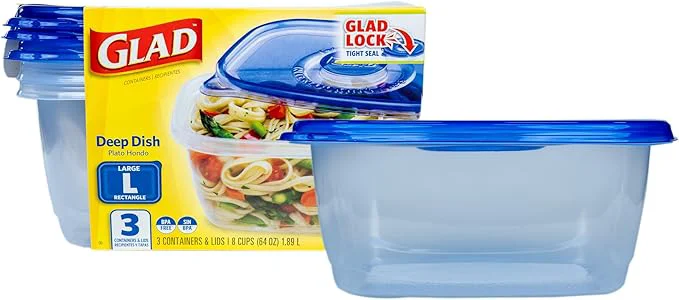 Fine Glad GladWare Deep Dish Food Storage Containers Large Rectangle - Meal Container Holds up to 64 Ounces of Food - Lock Tight Seal 3 CountAbout ThisOverview Durable