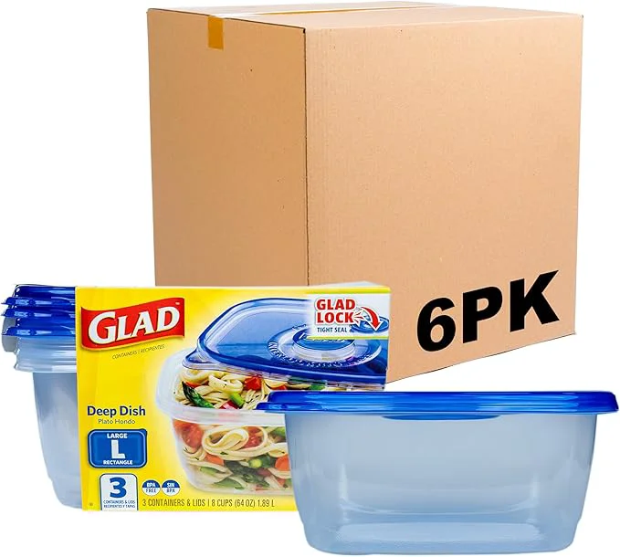 Versatile Glad GladWare Deep Dish Food Storage Containers Large Rectangle - Meal Container Holds up to 64 Ounces of Food - Lock Tight Seal 3 Count - 6 PackAbout ThisOverview Carefully Designed