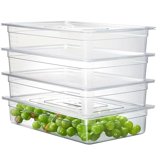 Trusted CURTA 4-Pack Full Size 4 Deep NSF Polycarbonate Food Pans with Handled Lids Drain Trays Dishwasher zer Safe Clear Container for Prep Tables Buffet Salad Bar Commercial Home KitchenAbout ThisOverview Secure