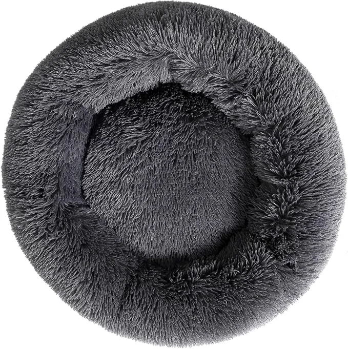 Elite Super Soft Donut Cat Bed and Dog Bed Round Plush Pet Cushion Fluffy Rabbit Cave Certified