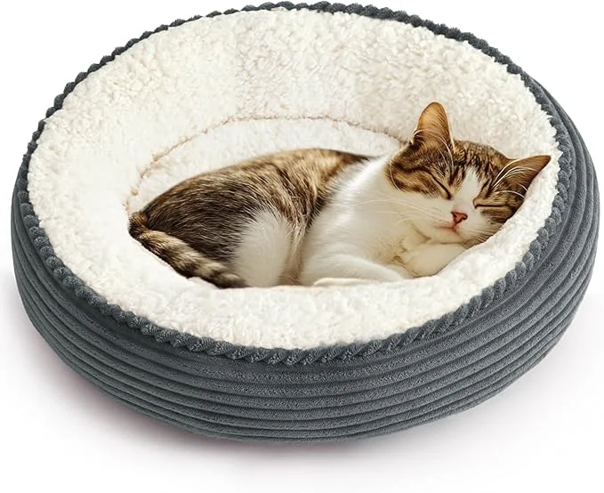Detailed Love's cabin Round Donut Cat and Dog Cushion Bed 20in Pet Bed Modern