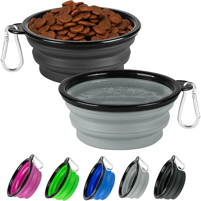 Quality Dog Bowl Collapsible 2 Pack Portable Foldable Travel Water Bowl Food Dishes Environmentally Friendly