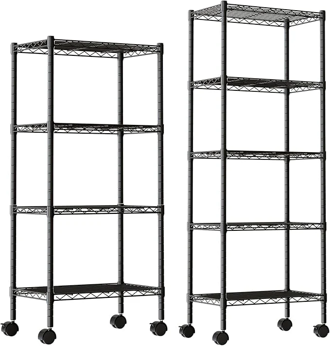 Proven DUMOS 2 Pack 4Tier 5Tier Metal Shelving Heavy Duty Shelves Wire Shelving Unit with Removable Wheel Casters Shelves Organizer for Bathroom Garage Living Room Kitchen Pantry LaundryAbout ThisOverview Luxury