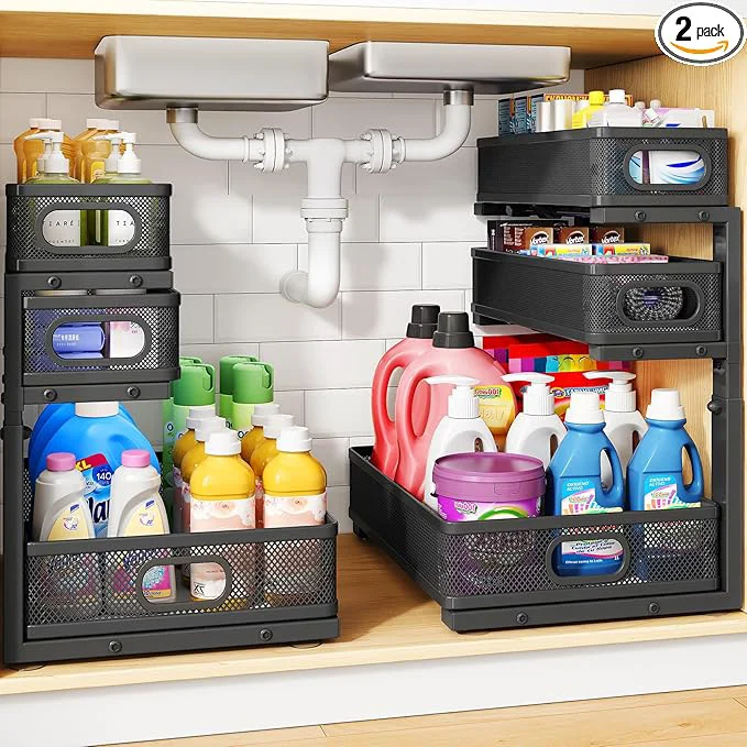 Consistent HERJOY Under Sink Organizer 2-Pack 3-Tier Height Adjustable Thickened Metal Pull out Cabinet Organizer Shelf Slide out Storage Drawer Rack for Bathroom Kitchen Pantry Home Laundry OrganizationAbout ThisOverview Excellent