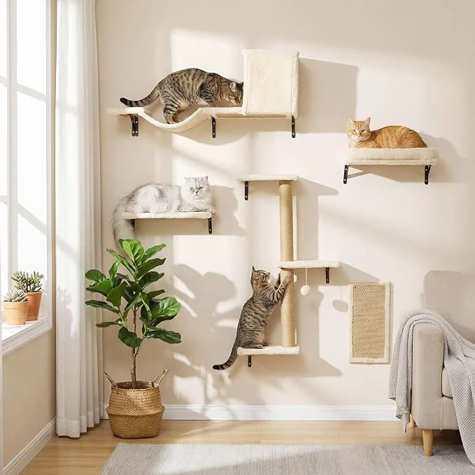 Elegant MEWANG 5-in-1 Cat Wall Shelves Cat Climbing Furniture Fine