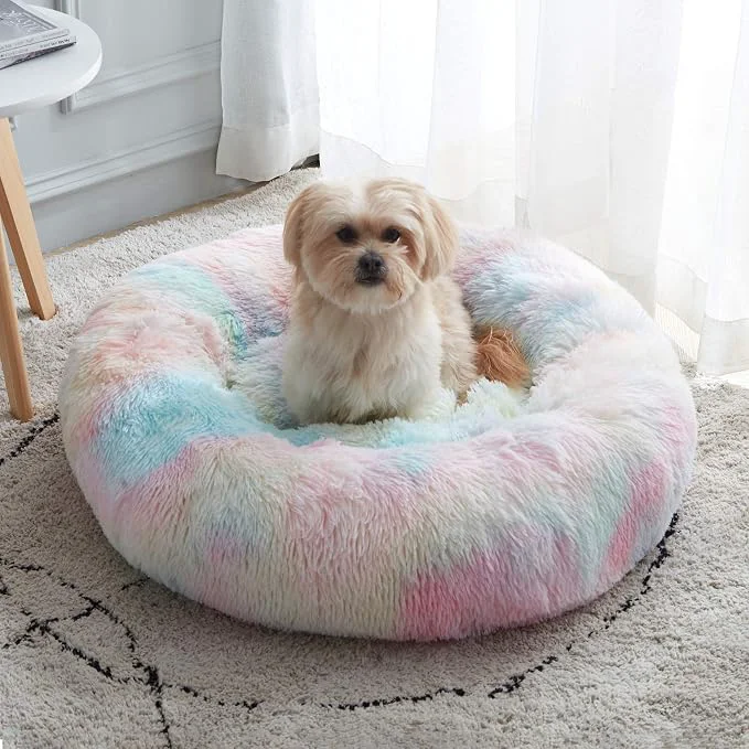 Detailed WESTERN HOME WH Calming Dog Cat Donut Cuddler Anti-Anxiety Warming Cozy Soft Fashionable