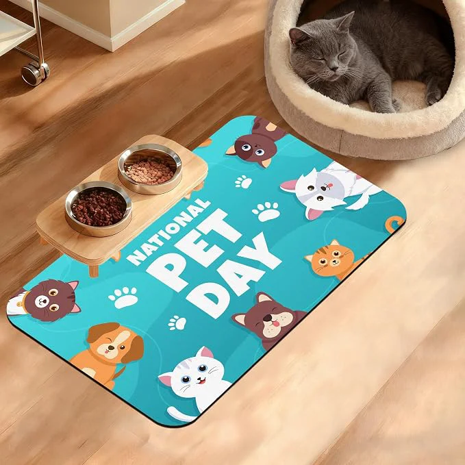 Top-Quality Pet Dog Cat Food Mat Animal Paws Absorbent Waterproof Placemat Fast