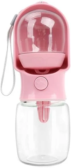 Functional 2-in-1 Dog Water Bottle with Food Container - 10oz Leak-Proof Travel Water Reusable