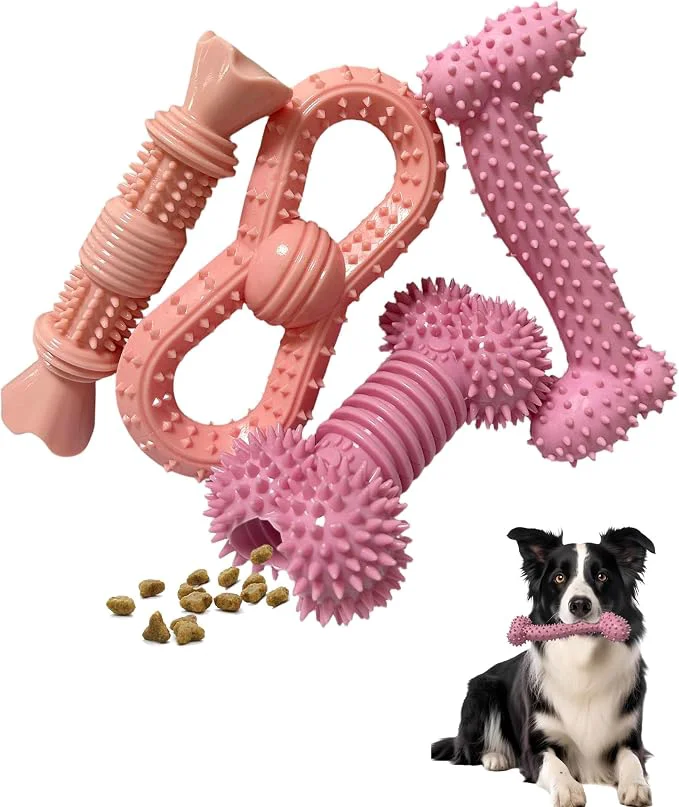 Professional 4 Pack Teething Toys Dog Durable Chew Toys Soft Rubber Toy Dog Teeth Cleaning Eco-Friendly