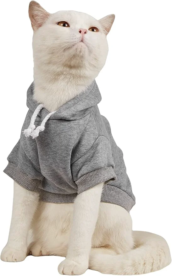 Comfortable QWINEE Basic Dog Hoodie Sweatshirt Puppy Sweater Warm Cat Costumes Pet Clothes Carefully Designed