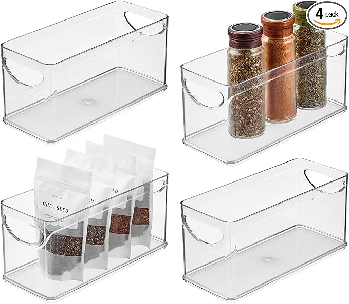 Consistent iDesign Narrow Pantry Bin with Handles for Kitchen Cabinets or Fridge Set of 4 Clear Made in USAAbout ThisOverview Long-Lasting