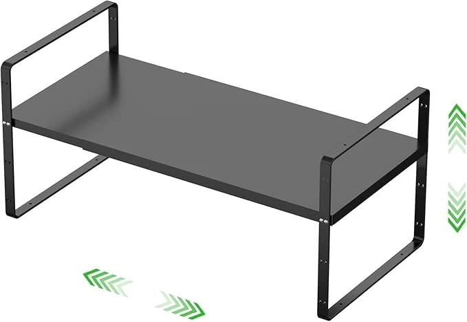 Healthy Expandable Cabinet Storage Shelf Stackable Organizer Rack for Kitchen Bathroom Pantry Spice Cupboard Countertop Home Office Desk Heavy Duty Nonslip Black Small 1 PACKAbout ThisOverview Convenient