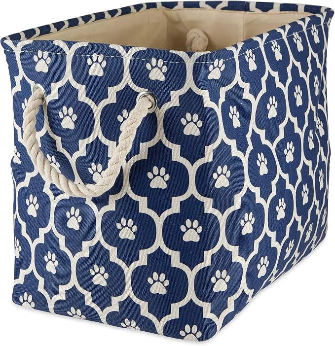 Expertly Made Bone Dry Pet Storage Collection Lattice Paw Print Nautical Blue Medium Innovative
