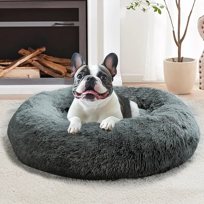 Breathable JOLLYVOGUE Calming Dog Bed Large Size Dog Anti-Anxiety Donut Large Pet Bed Innovative