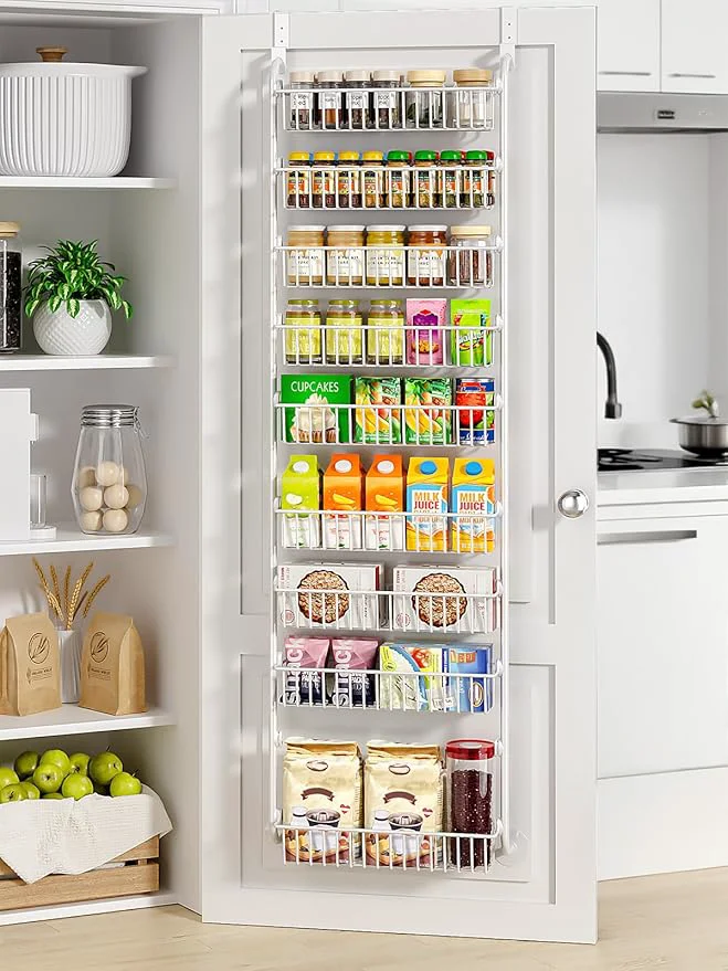 Superior Delamu Over The Door Pantry Organizer 9-Tier Pantry Door Organizers and Storage with Adjustable Basket Metal Hanging Spice Rack Seasoning Organizer Door Organizer for Home Kitchen Bathroom WhiteAbout ThisOverview Traditional