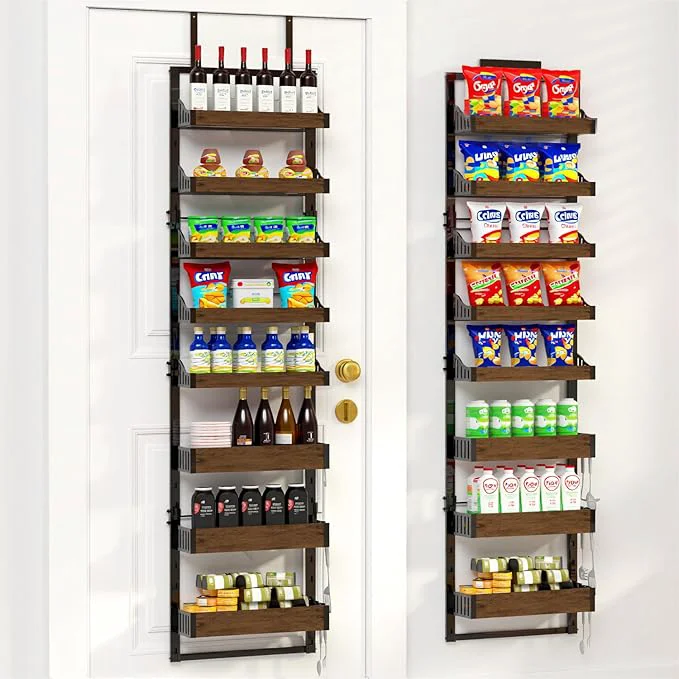 Proven Over the Door Pantry Organizer Storage and Pantry Organization with Hanging Basket - 8-Tier Metal Spice Rack Adjustable Shelves for Kitchen Laundry Room Bedroom Bathroom BlackAbout ThisOverview Crafted
