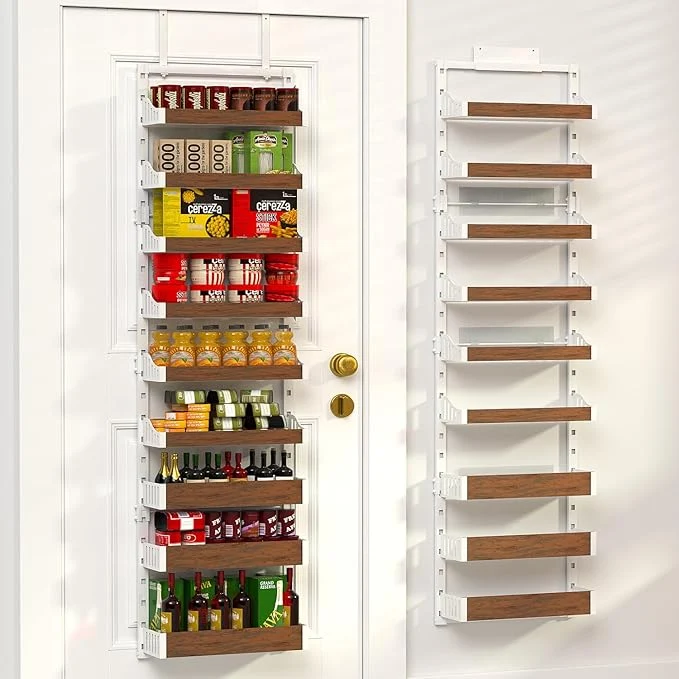 Organic Over the Door Pantry Organizer Pantry Organization and Storage with Hanging Basket - 9-Tier Metal Spice Rack Adjustable Shelves for Kitchen Bedroom Bathroom Laundry Room WhiteAbout ThisOverview High-End