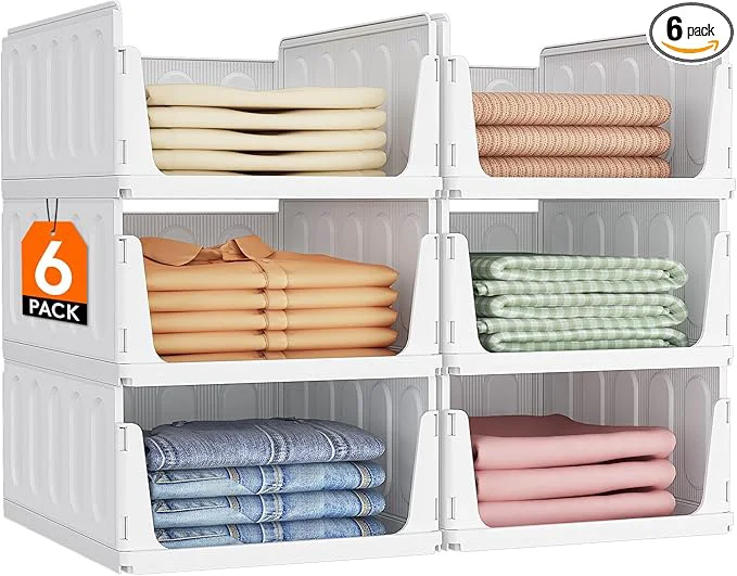 Carefully Designed Lifewit 6 Pack Stackable Closet Organizers and Storage Basket for Clothes Plastic Sweater Storage Bins for Wardrobe Multifunctional Pants Organizer for RV Pantry Bathroom Kitchen Dorm 24LAbout ThisOverview Powerful