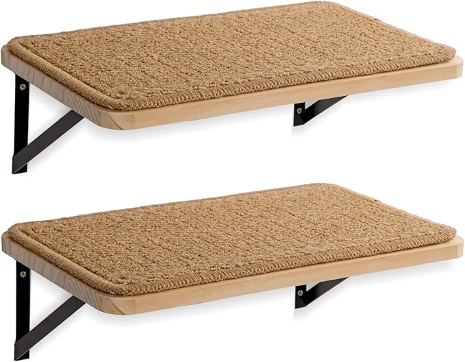 Comfortable 2Pack Wooden Cat Wall Shelves Fashionable