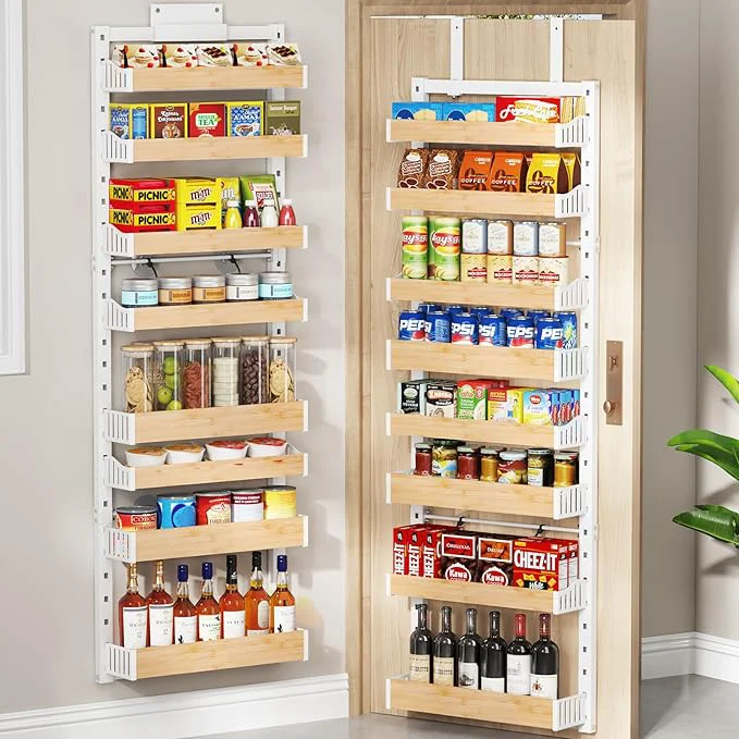 Prestigious 8-Tier Over The Door Pantry Organizer Heavy-Duty Metal Wall Mount or Hanging Spice Rack behind the door storage Shelves with Adjustable Basket Back of Door Organizer for Kitchen Cabinet and ClosetAbout ThisOverview Quality