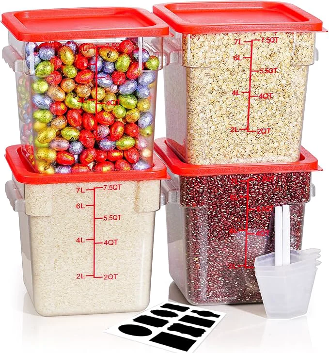 Carefully Designed 8QT NSF Food Storage Containers 8 PCS Food Grade Hot Cold Resistant Clear Food Storage Containers with Scales Handles for Home Restaurant Kitchen Storage Pizza Proof Dough BPA N6 About ThisOverview Lightweight