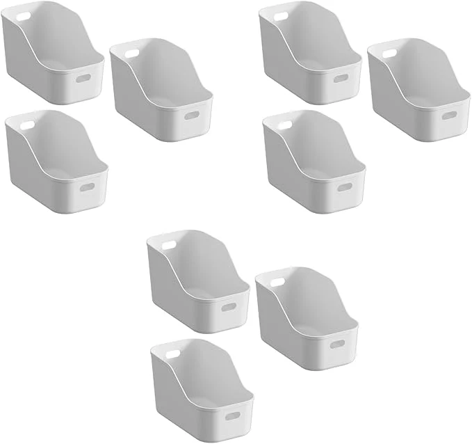 High-Performance White Plastic Bins Storage Organizers - Pantry Baskets Bins for Shelves Organizer and Storage for Bathroom Bedrooms Kitchens and More - Medium Size 9 Pack About ThisOverview Detailed