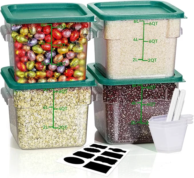 Premium 6QT Clear Food Storage Containers 4 PCS Food Grade Hot Cold Resistant NSF Food Storage Containers with Lids for Home Restaurant Kitchen Storage Pizza Proof Dough Green NAbout ThisOverview Proven