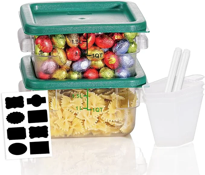Fine 2QT NSF Food Storage Containers 2 PCS Food Grade Hot Cold Resistant Commercial Clear Square Food Storage Containers with Scales Handles for Home Restaurant Kitchen Proof Dough BPA -GREEN About ThisOverview Artisan