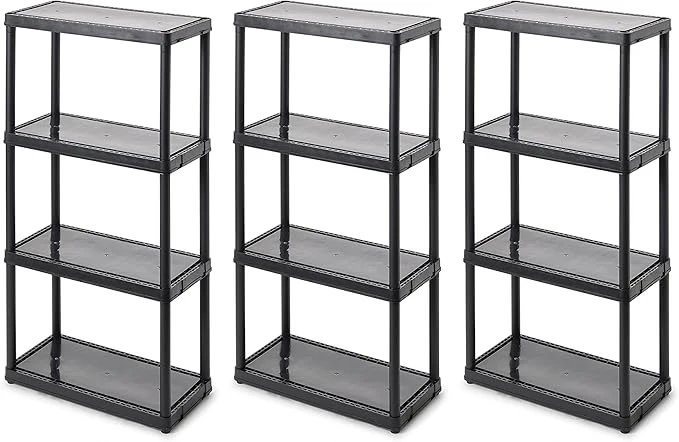 Trendy Gracious Living 4 Shelf Fixed Height Solid Light Duty Storage Unit 12 x 24 x 48 for Home Garage Basement Laundry Black 3 Pack About ThisOverview Fine Crafted