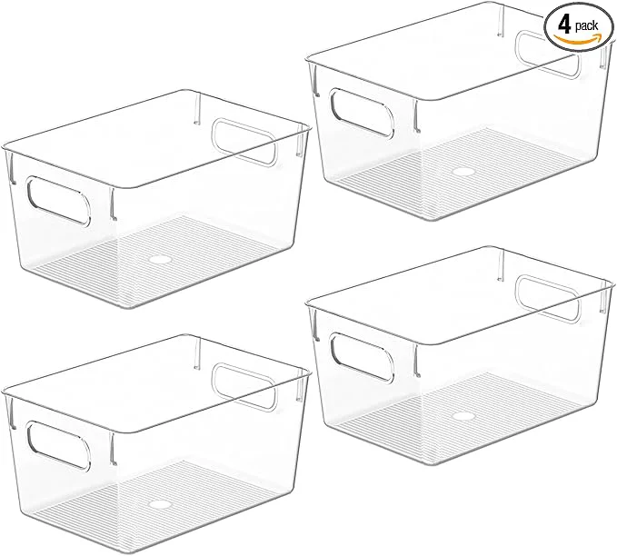 Stylish Clear Plastic Storage Bins Pantry Organizers and Storage Containers Fridge Organizer Bins Kitchen Cabinet Organizer for Organizing Home Bathroom zer Refrigerator. 10 x 7.3 x 5 About ThisOverview Efficient