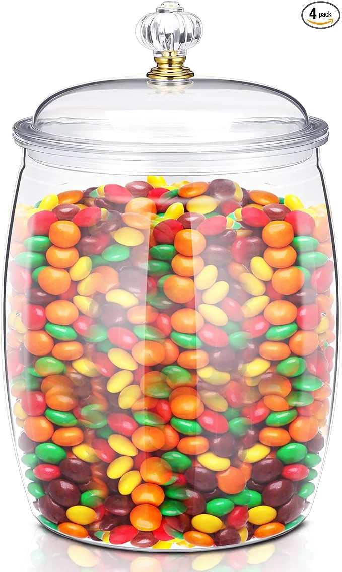 Consistent Nuogo Large Candy Cookie Jar with Lid Plastic Apothecary Jars Large Food Storage Container Unbreakable Kitchen Storage Jar for Cookie Candy Snack and Dried Foods DIY Gift 1gallon 128oz Premium Material