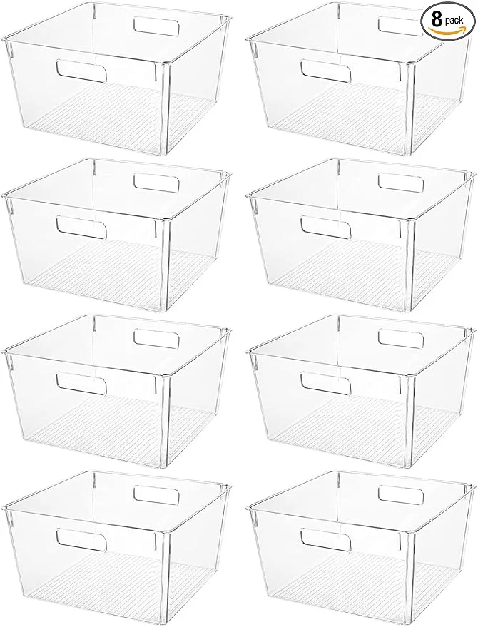 Crafted Clear Extra Large Plastic Storage Bins for Pantry Organizers and Storage Containers Fridge Organizer Plastic Bins Kitchen Organizer Bin for Organizing Under Sink Refrigerator OrganizationAbout ThisOverview Flexible