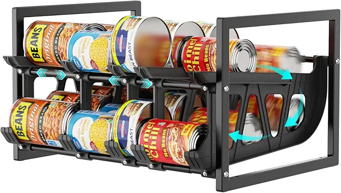 Fine Crafted iSPECLE Expandable Can Storage Organizer Pantry Large Capacity 40 Cans Pantry Organizers and Storage Auto Rolling Dispenser Stackable for Deep Pantry Shelves BlackAbout ThisOverview Breathable