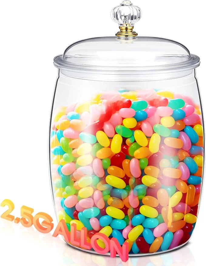 Fashionable Nuogo 2.5 Gallon 320 oz Large Candy Cookie Jar with Lid Plastic Apothecary Jars Large Food Storage Container Unbreakable Kitchen Storage for Cookie Candy Snack and Dried Foods DIY Gift Outstanding