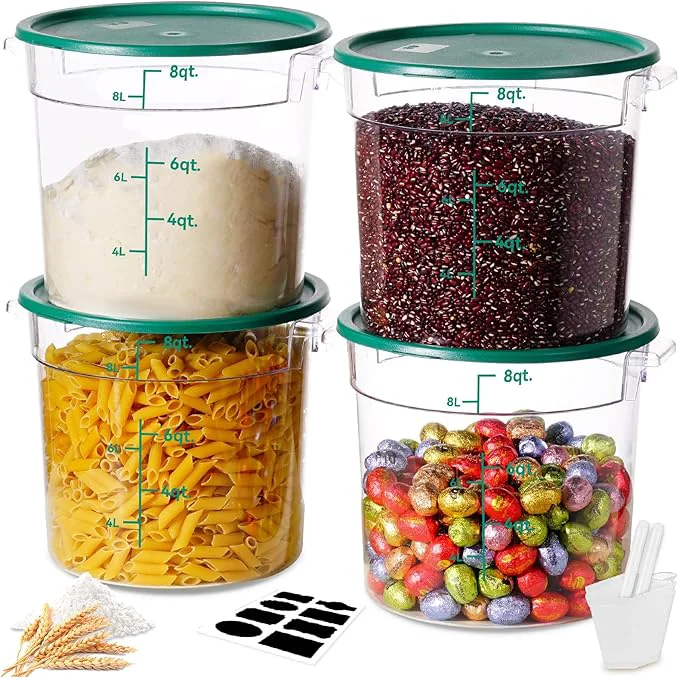 Innovative 6QT NSF Round Food Storage Containers with Lids 4 PCS Total Food Grade Hot Cold Resistant Dough Proofing Container for Pizza Bread with Measuring Spoons Included BPA GREEN About ThisOverview Functional