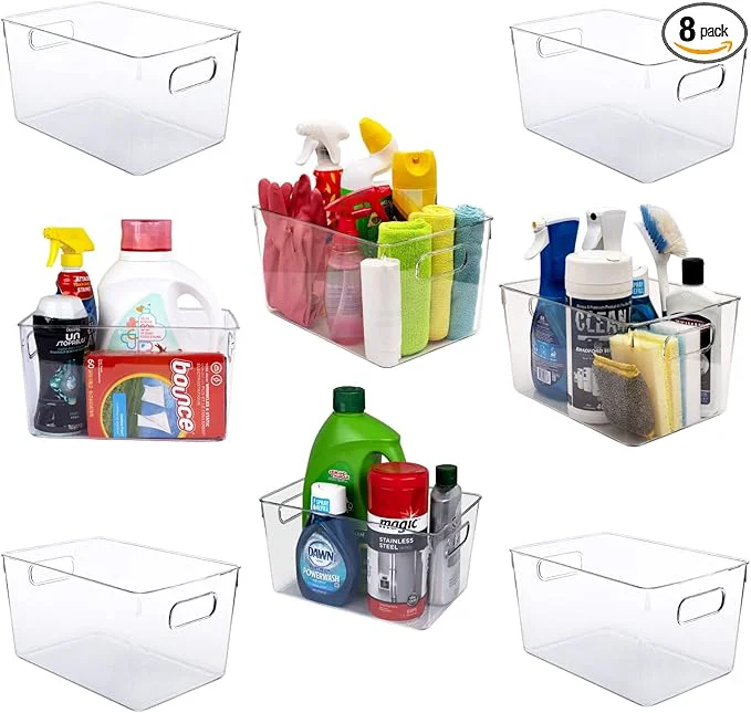 World-Class Clear Plastic Storage Bins Pantry Organizers and Storage Kitchen Organization and Storage Containers Bins for Organizing Fridge zer Bathroom Pantries Medicine Cabinet Organizer BinAbout ThisOverview Minimalist